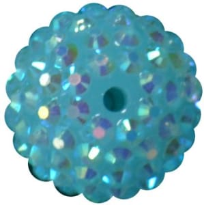 20mm Neon Sky Blue Rhinestone Bubblegum Beads