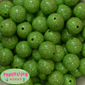 20mm Lime Green Gator Egg Bubblegum Bead