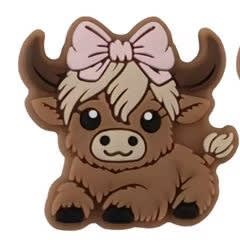 Sweet Baby Cow with Bow Silicone Bead