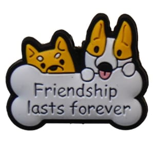 Cute Dog Friendship Silicone Focal Bead with Flower detail