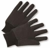 Knit Wrist Brown Jersey Glove - Mens