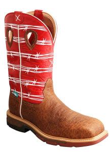 Twisted X - Western Pull On, Distressed Saddle / Ruby, Waterproof, Carbon Toe, MXBNW01