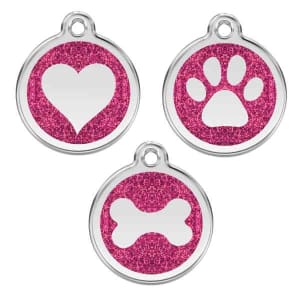 Pink Glitter Stainless Steel Pet ID Tag