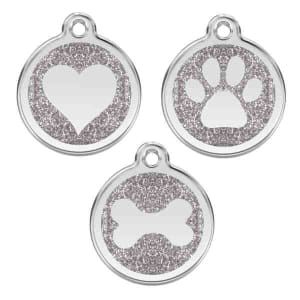Silver Glitter Stainless Steel Pet ID Tag