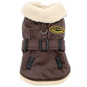 Faux Leather Bomber Dog Coat Jacket