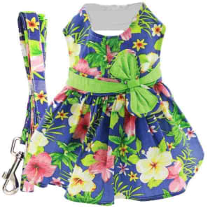 Hawaiian Hibiscus Dog Harness Dress