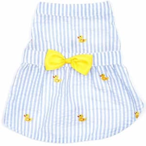 Yellow Duckie Seersucker Dog Dress