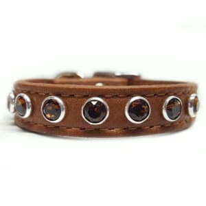 Topaz and Brown Leather Cat Collar