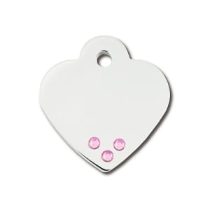 Designer Dog Cat ID Tags | Small Heart Pink Crystals