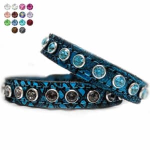 Turquoise Dragon Leather Small Dog Collars | Cat Collars