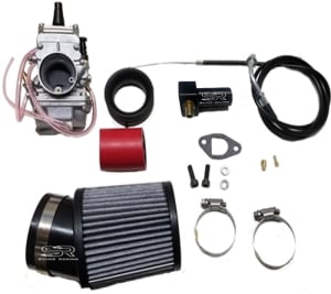OEM 24mm Mikuni Flat Slide Carb Kit Complete ( Machined Intake W/ Pulse Fitting)
