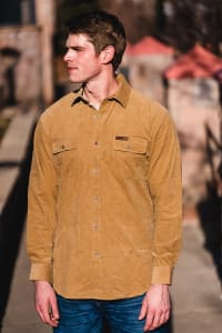 M's Corduroy Button Down Shirt - Camel