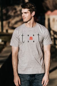 M's Distressed  Crown Logo  Tee - Heather Gray