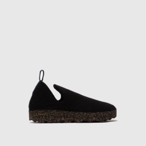 Asportuguesas Women's City Black Tweed Closed Back Slip On