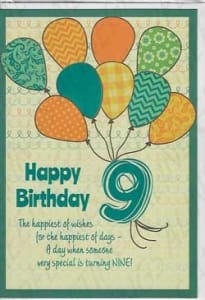 Pkt #9-372-Age 9 Birthday