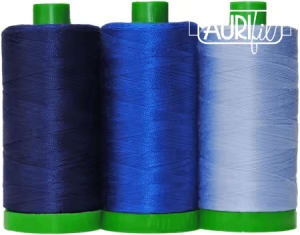 Aurifil Thread: Mako Cotton Thread 40 wt WHALE SHARK 3 pack
