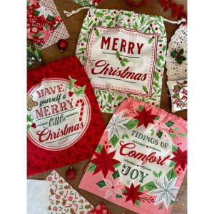 MERRILY ON HIGH   Cloth Gift Bags (set of 3) by Sweetfire Road  by Sweetfire Road  MODA Fabrics