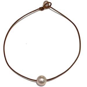 photo of Wendy Mignot Rosie A+ Pearl and Leather Necklace - Blush Limited Edition