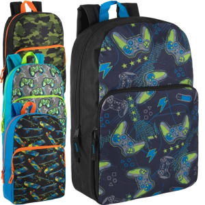 Wholesale 17-Inch Printed Backpacks - Bulk Case of 24