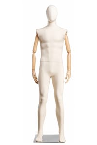 Male Fabric-Wrapped Mannequin with Articulating Arms | Natural, Burgundy, or Black | WP Series | Zing Display