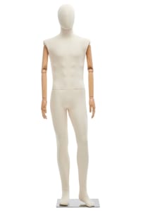 Male Fabric-Wrapped Mannequin with Articulating Arms | Natural, Burgundy, or Black | WP Series | Zing Display
