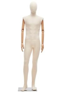 Male Fabric-Wrapped Mannequin with Articulating Arms | Natural, Burgundy, or Black | WP Series | Zing Display