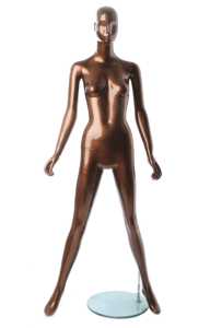 metallic bronze female mannequin arms by sides retail display zing display