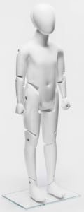 Zing Display fiberglass posable glossy white 6T child mannequin in standing pose