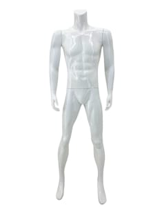 Male Mannequin Glossy White Headless Changeable Heads