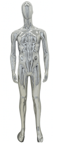 Male  Egghead or Headless Mannequin Silver Chrome - Pose 5
