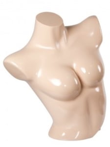 glossy fleshtone female upper torso mannequin retail display zing display
