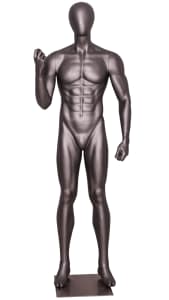 6'5 athletic male mannequin lifting weights for gym apparel and fitness retail display