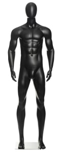 Plastic Egghead Male Mannequin - Matte Black