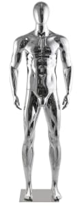 Plastic Egghead Male Mannequin - Chrome