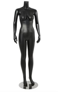 matte black Brazilian female mannequin headless with optional changeable heads