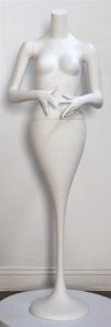 High-end mermaid mannequin dress form hands in front with trumpet base by Zing Display