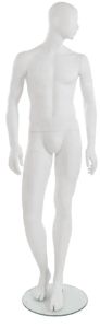 Trendy Abstract Matte White Male Mannequin - Pose 3