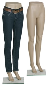 Fleshtone Plastic Mannequin Female Leg Forms