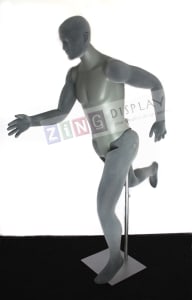 Posable Military Male Mannequin in Gray with Facial Features or Egghead from Zing Display
