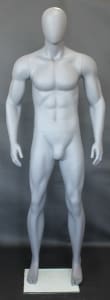 6'2" Muscular Matte Gray Male Egghead Mannequin