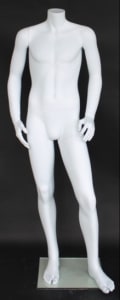 5' 3" Male Matte White Headless Mannequin