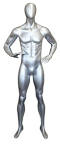 6'3" Male Matte Silver Abstract Head Mannequin