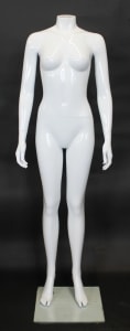 Gloss white 5'2" headless female mannequin with tempered glass base