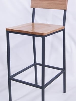 Solid OAK Wood Metal Industrial Bar Stool