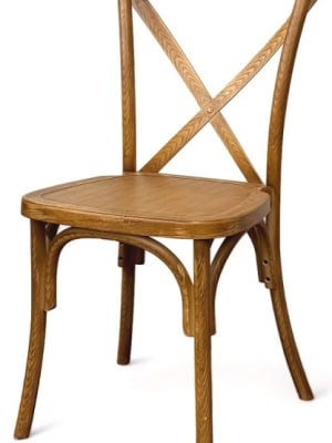 Cross Back Oak Resin {Plastic} Outdoor Chair