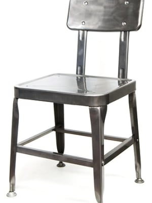 Pewter Glossy Galvanized Steel Industrial Chair