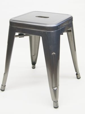 Pewter Backless Industrial Metal Bar Stool