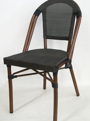 Rattan Outdoor Chair â€“ Black/Brown Woven Seat with Walnut Frame