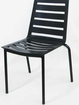 Black Aluminum Multi-Slat Patio Chair