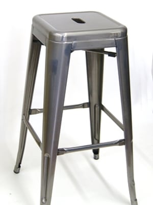 Pewter Grey Stool Backless 30"h